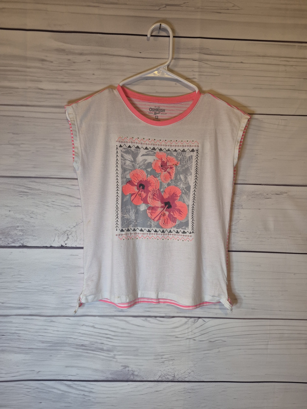 OshKosh B'gosh White Tee with Pink Floral Print